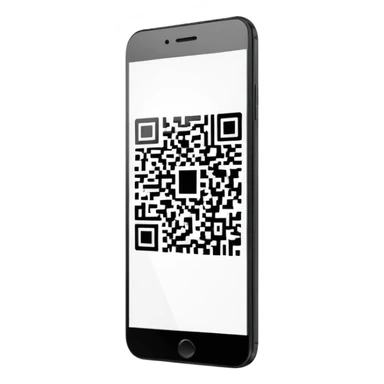smartphone with QR code displayed on screen sticker