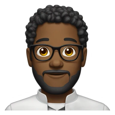 young black priest beard, curlly hair, with rounded glasses sticker