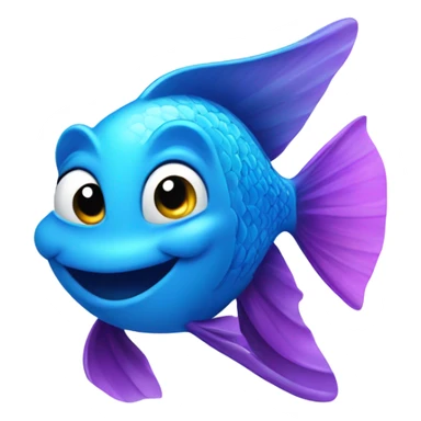 Blue happy Fish  sticker