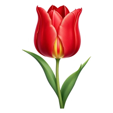 ​Cinematic Realistic Tulip, depicted as a single, exquisitely detailed bloom with vibrant red petals and a delicate stem, softly illuminated by natural light that highlights its graceful beauty and elegant form, sticker
