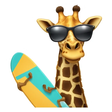 Giraffe surfing with sunglasses sticker