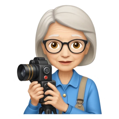 woman cameraman hold a camera, elderly sticker