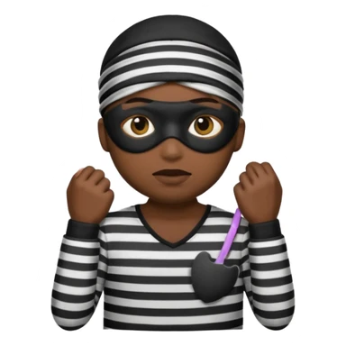 A theif robber emoji,Stripped shirt,eye mask, black head. sticker