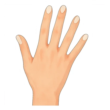 beautiful realistic female hand with five fingers and white manicure sticker