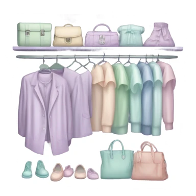 Organized wardrobe  with pastel clothes  sticker
