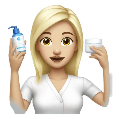 Blonde girl doing skincare  sticker