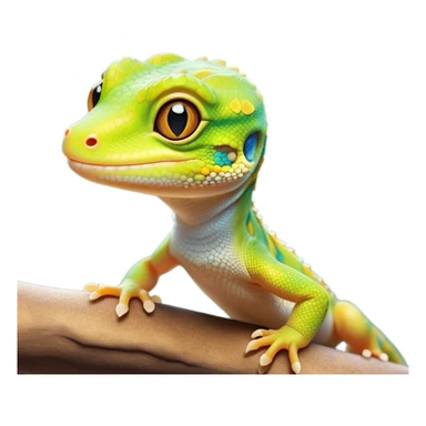 cinematic-cute-realistic gecko-portrait-emoji,-head-tilted-playfully-and-inquisitively,-featuring-a-small,-charming-body-with-smooth,-vividly-patterned-scales,-bright,-sparkling-eyes-and-delicate,-sticky-toe-pads,-simplified-yet-irresistibly-adorable sticker