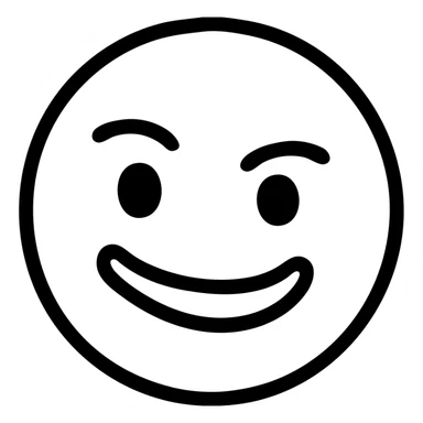 sarcastic emoji with exaggerated smirk icon style sticker