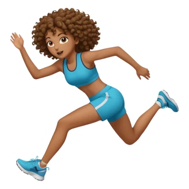 Treino de corrida mulher morena de cabelos cacheados caindo nas costas sticker