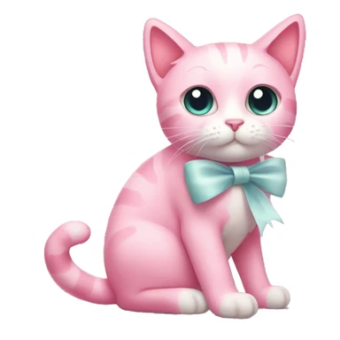 Pink cat with a white bow sticker