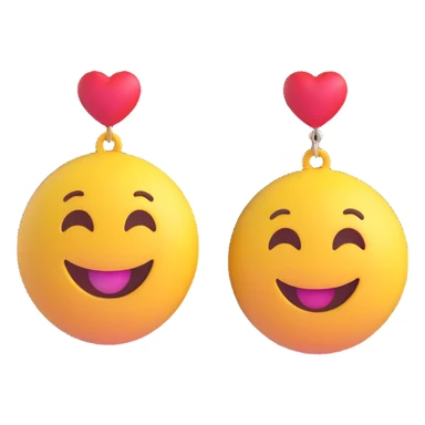 3D smiley emoji, round shape, in love, heart earrings, smiling face, no body sticker