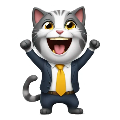 excited business cat sticker