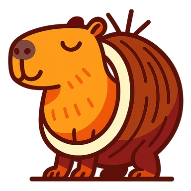 lighthearted and imaginative capybara whose body is a split coconut sticker