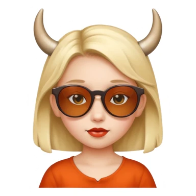 child girl with horns and sunglasses sticker