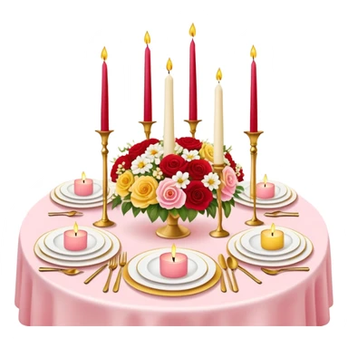 Romantic pink-red-gold-yellow-white pastel lush table aesthetic sticker