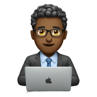 An office worker wearing glasses using a laptop sticker