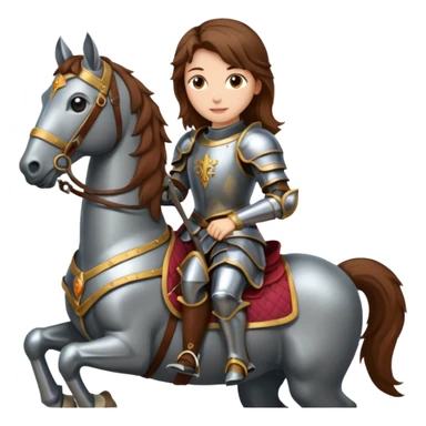 Renaissance princess knight with brown hair on horse sticker