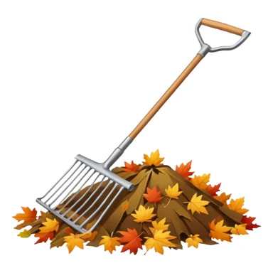 rake collecting a pile of leaves sticker