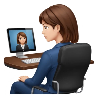 Back of head woman sitting on an office chair sticker