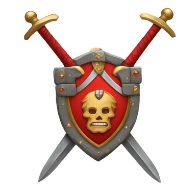 Red family crest with stones and swords sticker