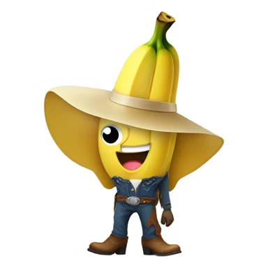 Banana wearing a cowboy hat sticker