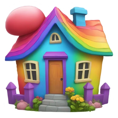 rainbow house with arms and can talk sticker