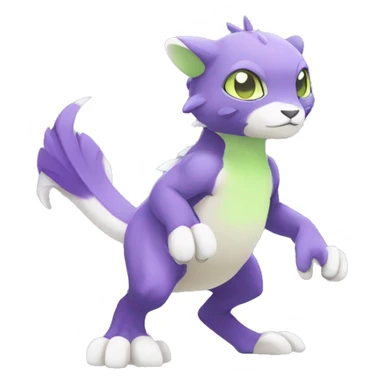 Cute cool purple white lime animal hybrid Fakemon full body sticker