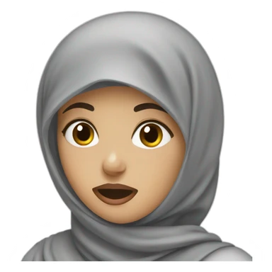 beauty female with grey hijab and shocked face sticker