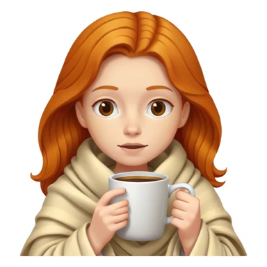 Ginger girls covered in a blanket drinking coffee from her mug  sticker