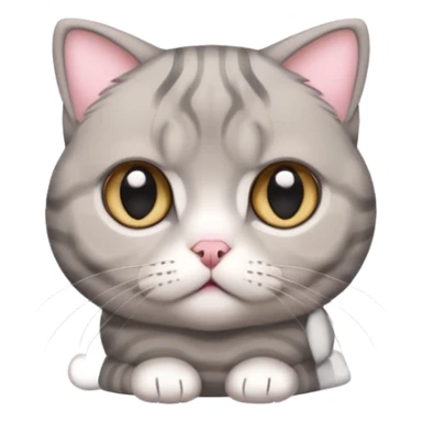 A grey striped Scotch fold with folded ears, a cute cat sticker
