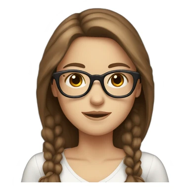 White girl with long brown hair and glasses sticker