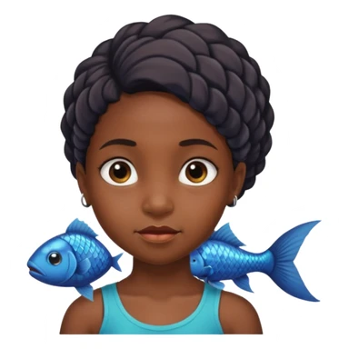 black girl kid with fish tail sticker