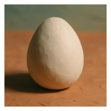 A white egg in claymation style, matte texture with soft pastel colors. sticker