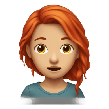 red hair girl crying sticker