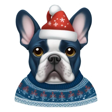 Blue French bulldog Christmas sweater  sticker