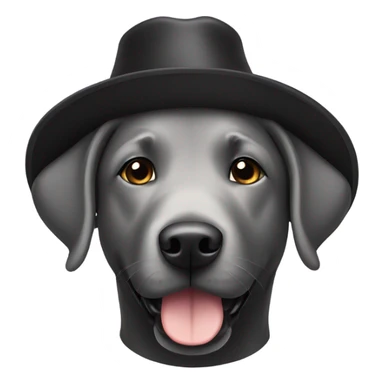 black labrador with a hat sticker