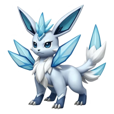 Fluffy ethereal Kyurem-Glaceon-dialga-hybrid, full body sticker