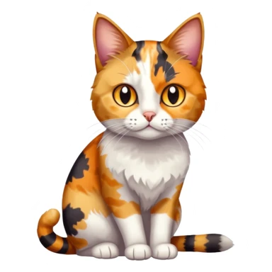 full body anxious looking colourful light calico tabby cat with hazel eyes and very patchy calico fur sticker