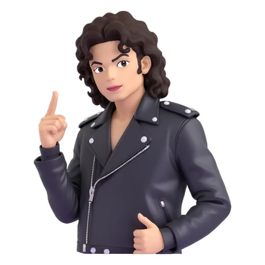 Michael Jackson in his 'Bad' era, black leather jacket, curly hair, intense expression, pose 1 sticker