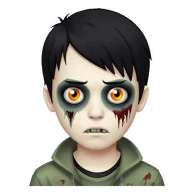 boy zombie with black hair emo sticker