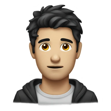 male portrait with black hair sad face sticker