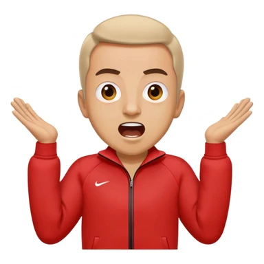 Recep İvedik in his iconic stance with arms spread wide, wearing red tracksuit, shouting with exaggerated expression sticker