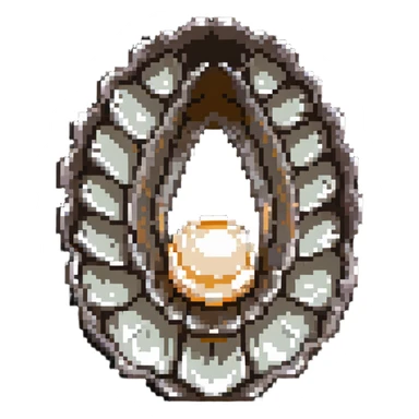 Open oyster shell with glowing pearl inside, underwater treasure sticker