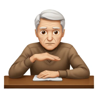 man at table, dramatic gesture sticker
