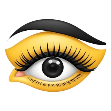 eyelash strip above an open eye sticker