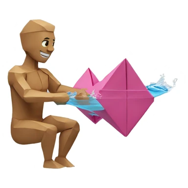 origami man swimming breaststroke sticker