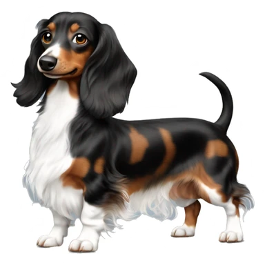 Black & brown Merle long haired Dachshund side sticker
