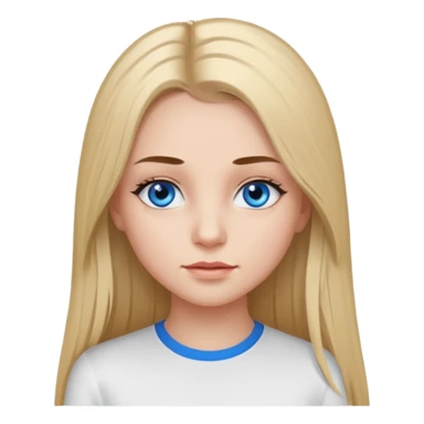 ragazza con capelli lunghi piastrati truccata con molto mascara, occhi azzurri e maglietta a maniche lunghe bianca  sticker