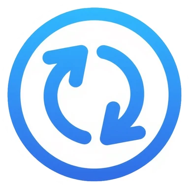 iOS style refresh icon with two anticlockwise circular arrows, clean minimal design, light blue color, rounded edges sticker