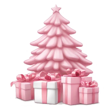Light pink Christmas gifts under a white Christmas tree  sticker